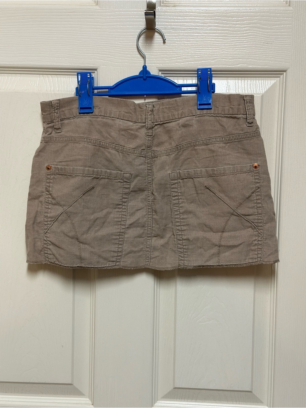 Light Beige Denim Mini Skirt with Front Button Closure (4th pic true color)